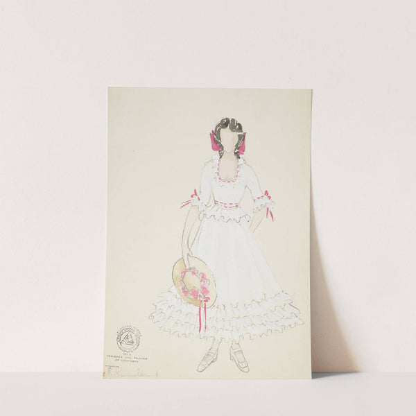 Life and Death of an American: Mary white ruffled dress, straw flowered hat, pink ribbons (1934-1943) by Alex Jones