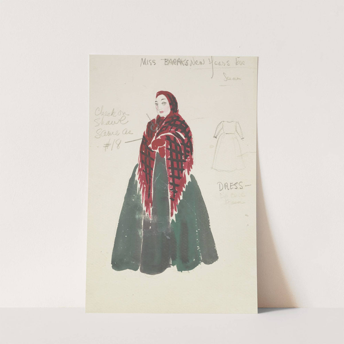 Life and Death of an American: Miss Baraks green dress, red and black shawl (1934-1943) by Alex Jones