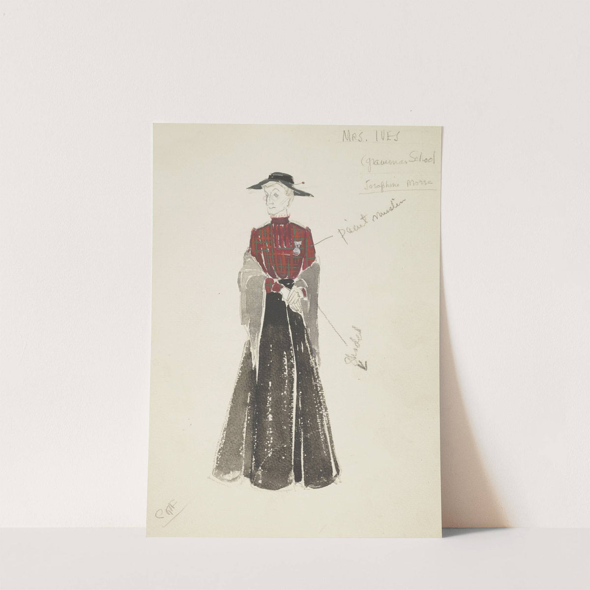 Life and Death of an American: Mrs. Ives red plaid blouse, black skirt, grey shawl, black hat (1934-1943) by Alex Jones