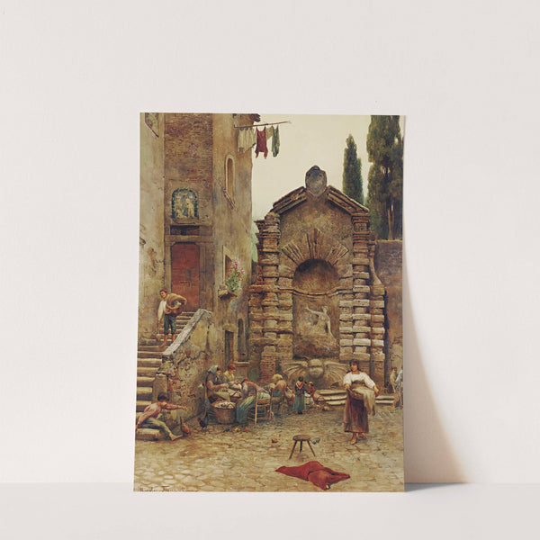 Life In A Roman Courtyard by Ettore Roesler Franz
