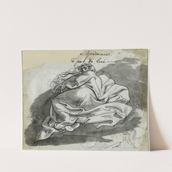 Liggende man onder laken of deken: ‘Grimaces…’ by David Humbert de Superville