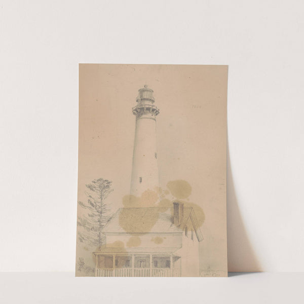 Lighthouse above small house (1866) by James Fuller Queen