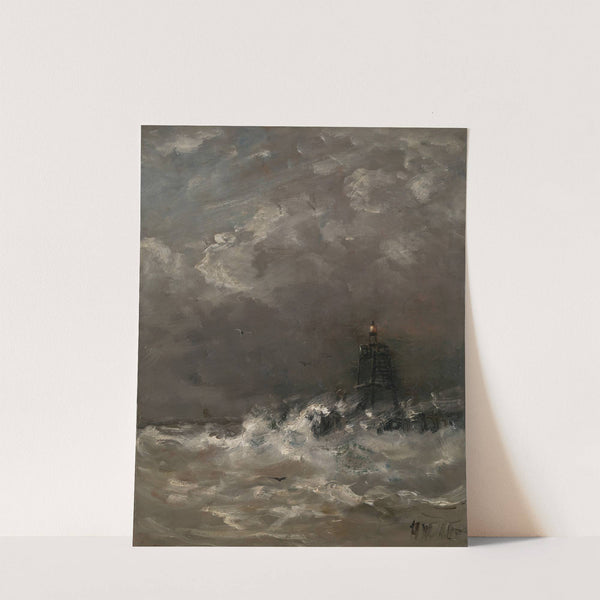 Lighthouse in Breaking Waves by Hendrik Willem Mesdag