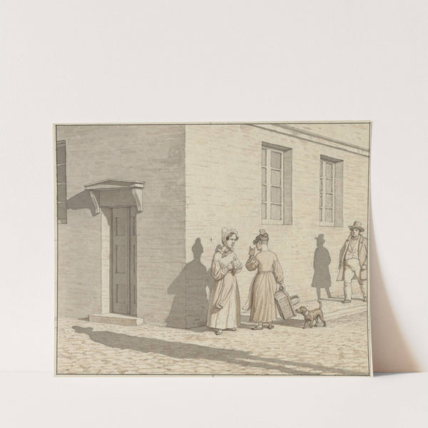 Linearperspectiven, anvendt paa Malerkunsten – Tavle VII,1 – Et møde på et gadehjørne by Christoffer Wilhelm Eckersberg