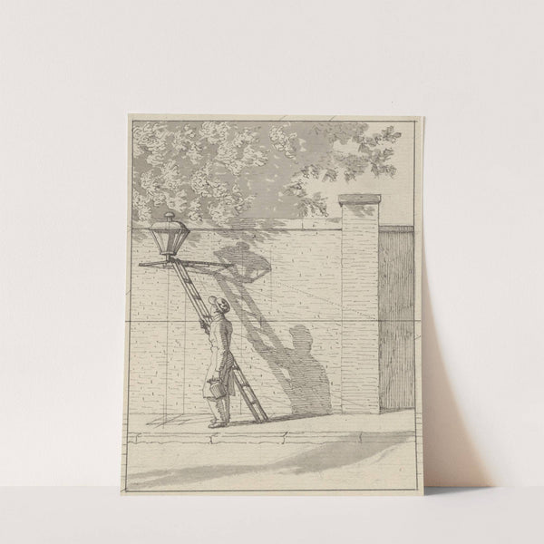 Linearperspektiven anvendt paa Malerkunsten – Tavle VI Gadelygten på parkens mur, Dagslys by Christoffer Wilhelm Eckersberg