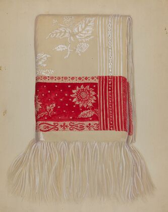 Linen – Red Border with Sunflower