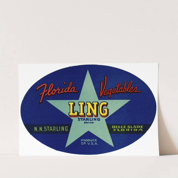 Ling Starling Brand Florida Vegetables Label (1930-1950)