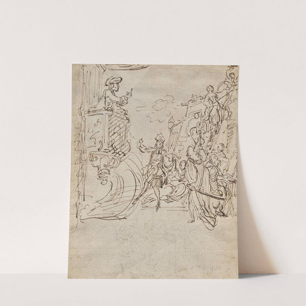 Lingerie Boutique and Conversation (verso) (c. 1765-75) by Gabriel de Saint-Aubin