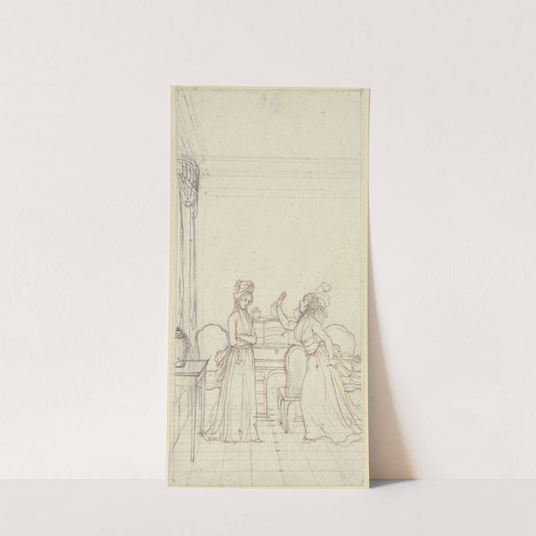 Links steht Clarissa, leicht nach rechts gewandt by Daniel Nikolaus Chodowiecki