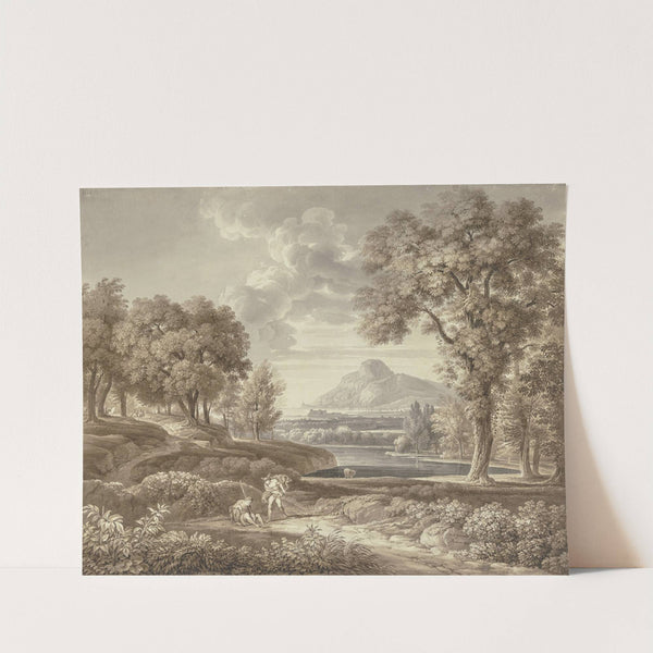 Links vorne sitzt Argos schlafend, neben ihm Hermes, der die Flöte auf den Boden gelegt hat und… (1818) by Wilhelm Friedrich Gmelin