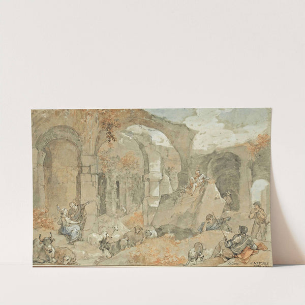 L’intérieur Du Colisée Avec Bergers Et Animaux (1763) by Charles-Joseph Natoire