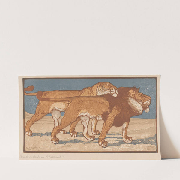 Lion and lioness Mating time (1914) by Bernard Willem Wierink