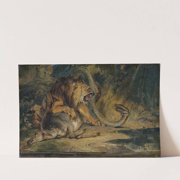 Lion Defending its Prey by Sir Edwin Henry Landseer