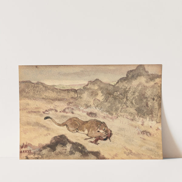 Lion Devouring A Gazelle by Antoine-Louis Barye