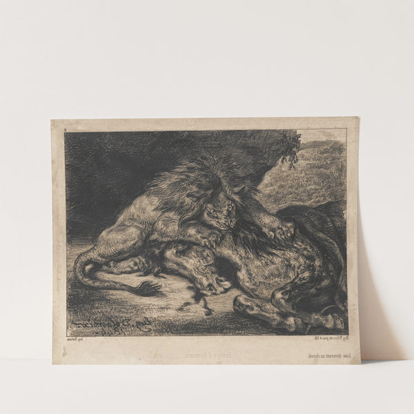Lion Devouring a Horse (1844) by Eugène Delacroix