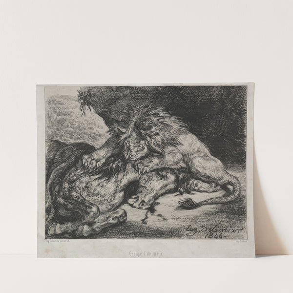 Lion Devouring a Horse (1844) by Eugène Delacroix