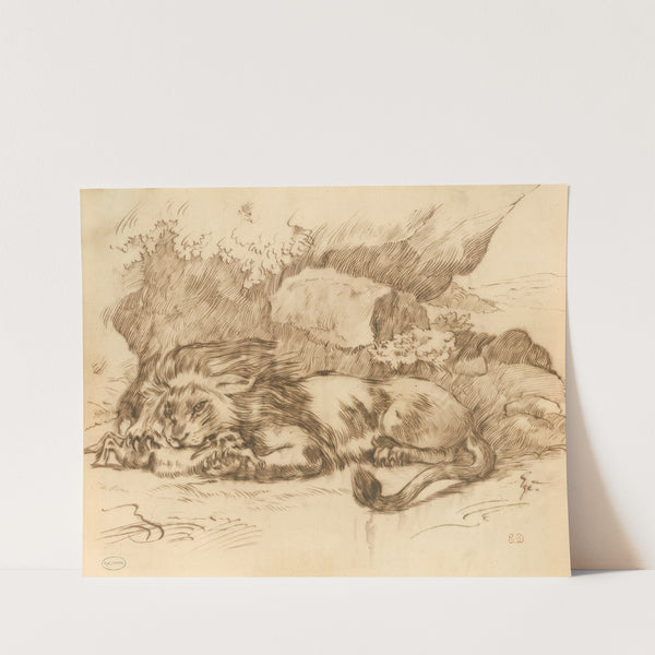 Lion Devouring a Rabbit by Eugène Delacroix