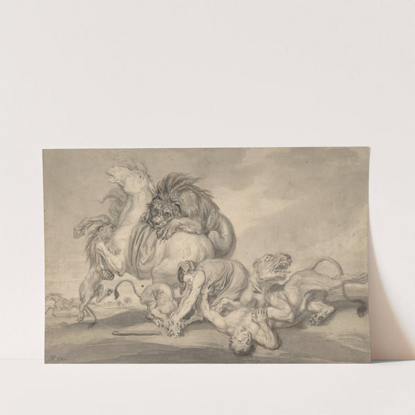 Lions Attacking Two Men and a Horse (1801–59) by James Ward