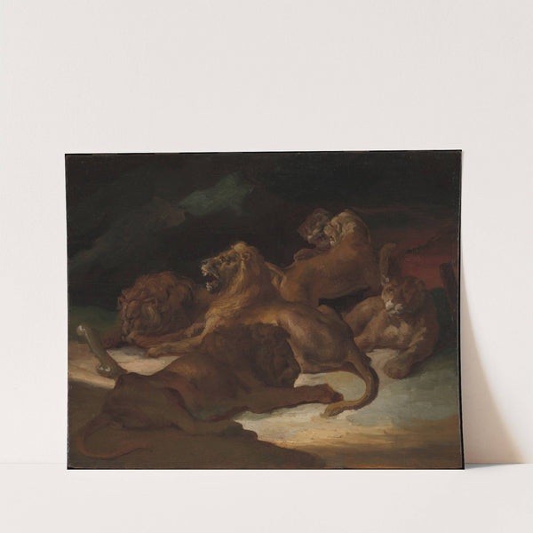 Lions in a Mountainous Landscape by Théodore Géricault