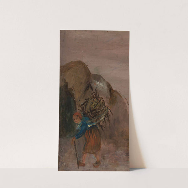 Little girl carrying brushwood by Tadeusz Makowski