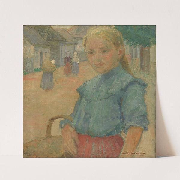 Little girl with a basket by Elemír Halász-Hradil