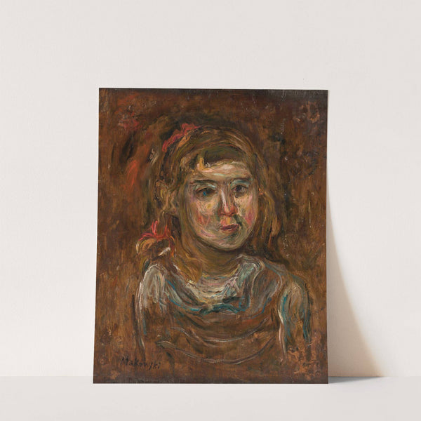Little girl with a red ribbon by Tadeusz Makowski