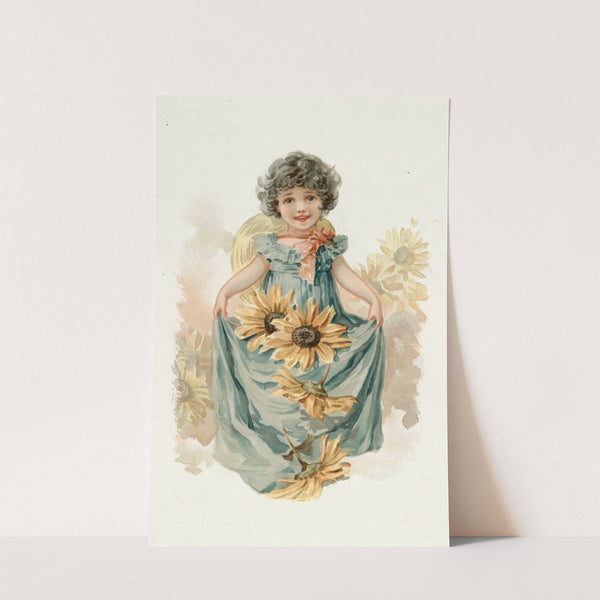 Little Girl with Sunflowers (ca. 1891) by Louis Prang & Co.