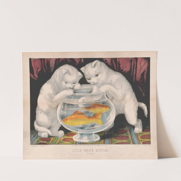 Little white kitties; fishing (1871) by Currier & Ives.