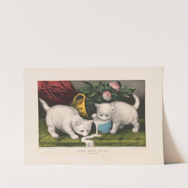 Little white kitties; into mischief (1871) by Currier & Ives.