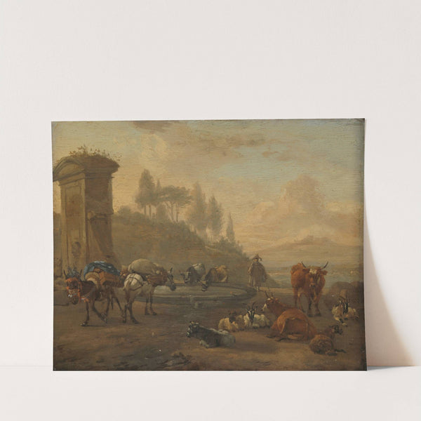 Livestock by a Fountain by Willem Romeyn
