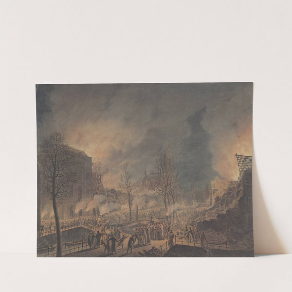 Lodewijk Napoleon bezoekt de ruïnes op het Rapenburg te Leiden na de ontploffing van het kruitschip op 12 januari 1807 by Jan Willem Pieneman