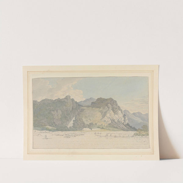 Lodore Rocks - fall & cottage by Joseph Farington