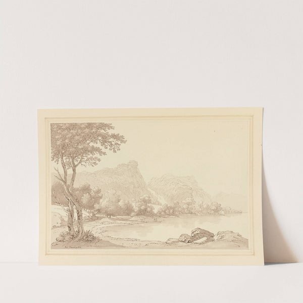 Lodore Rocks falls cottage distant by Joseph Farington