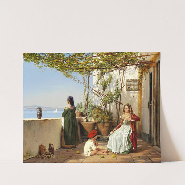 Loggia fra Procida med figurer by Martinus Rørbye