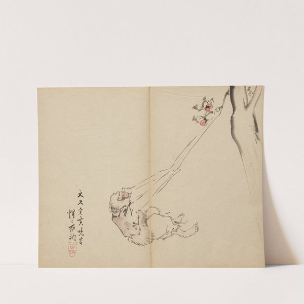 Long-arms Snatching Fruit (1800s) by Kawanabe Kyōsai