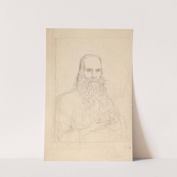 Long-Bearded Old Man, Holding Crystals in His Hands (1920) by Hans Thoma