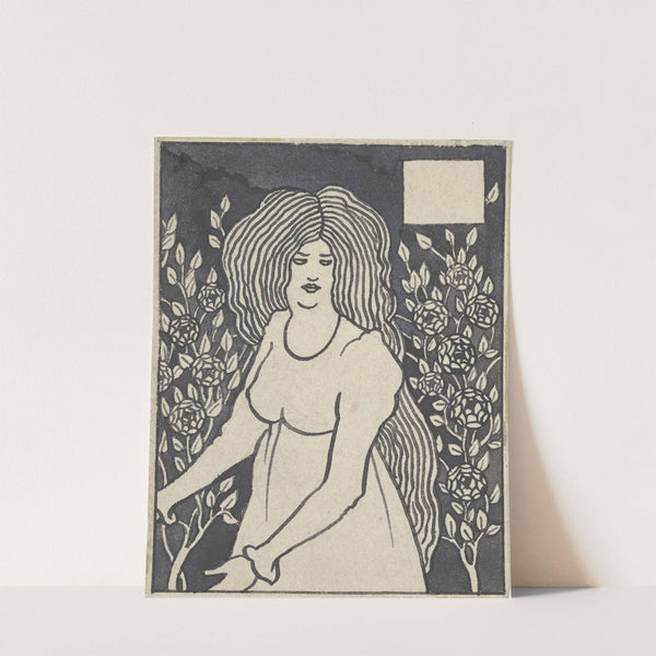 Long-haired Woman in Front of Tall Rosebushes (1894) by Aubrey Vincent Beardsley