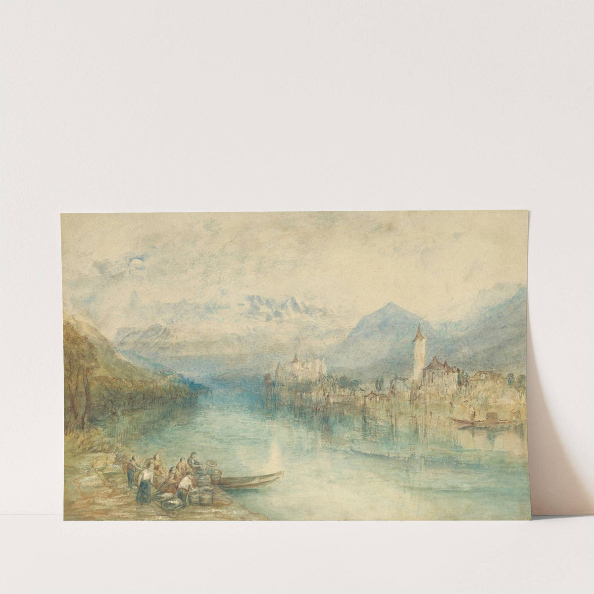 Looking towards Lake Thun, from opposite Scherzligen, with Schloss Schadau and the Niesen in the distance, Switzerland by Joseph Mallord William Turner