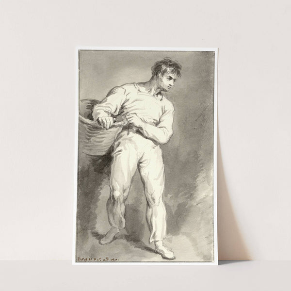 Lopende man met een mand onder de arm by David Humbert de Superville