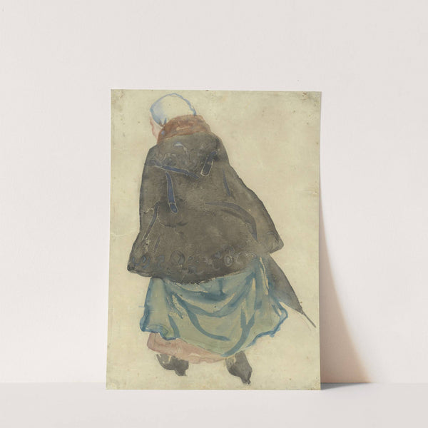 Lopende vrouw met cape en parapluie, op de rug gezien (1891) by Leo Gestel