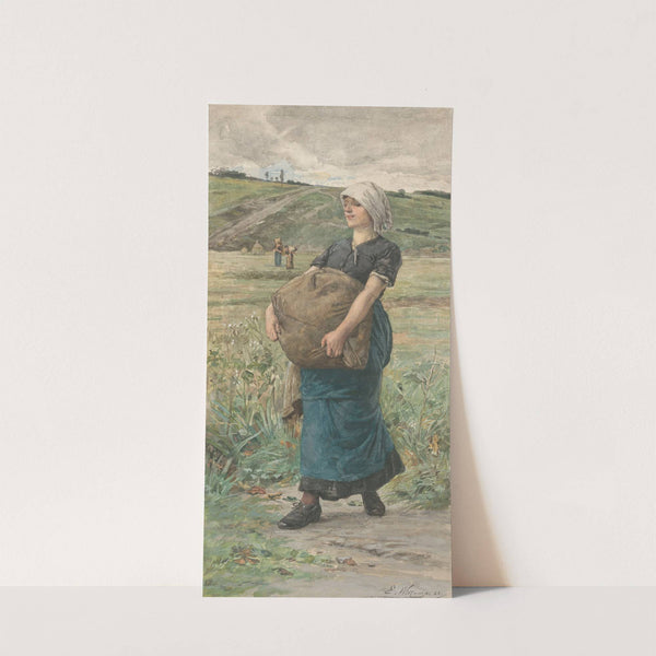 Lopende vrouw met zware zak by Ernst Witkamp