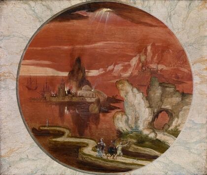 Lot and his Family Flee Sodom and Gomorrah