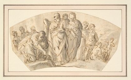 Lot and his family leaving Sodom