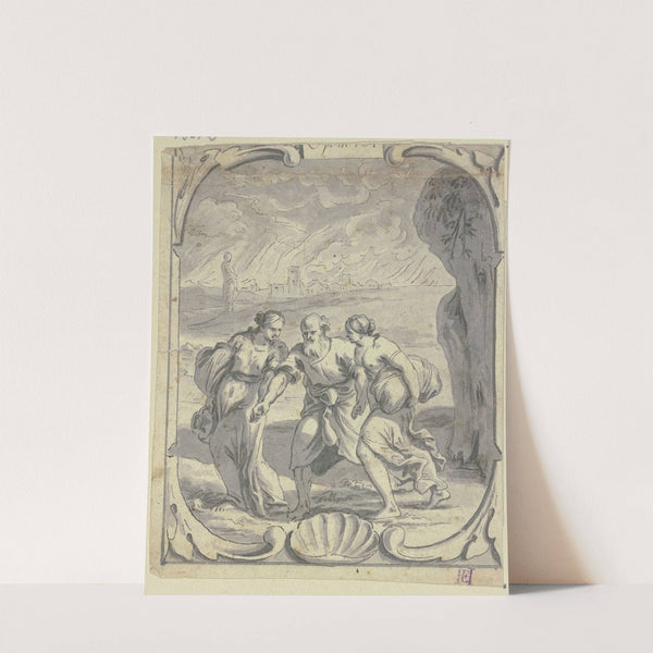 Lot flieht mit seinen Töchtern aus Sodom by Johann Jakob von Sandrart