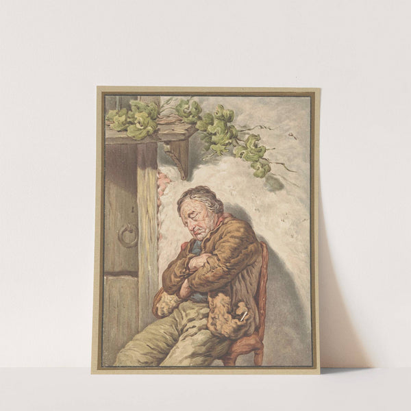 Lou de knecht van de bakker, voor het huis ingeslapen in het zonlicht by Pieter Christoffel Wonder