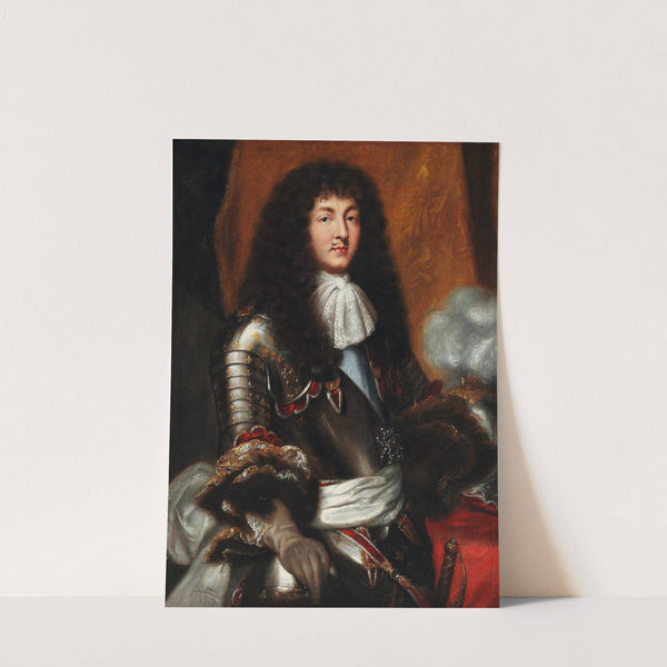 Louis XIV with dark full-bottomed wig and armour by Pierre Mignard (after)