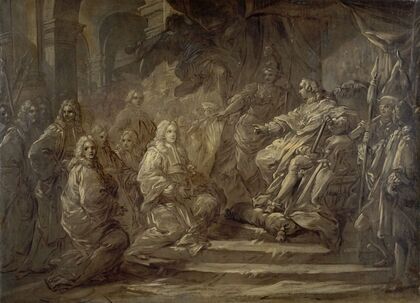 Louis XV recevant le corps de la Ville à l’occasion de la publication de la paix de 1739