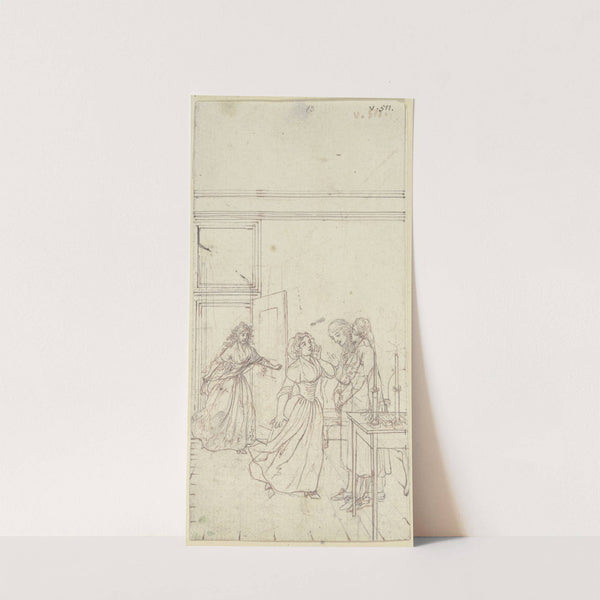 Lovelace steht rechts hinter einem Tisch by Daniel Nikolaus Chodowiecki