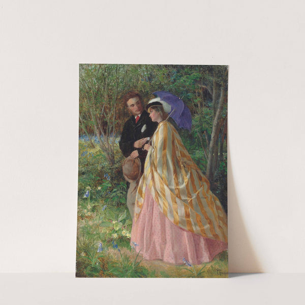 Lovers conversing in a bluebell wood by John Bagnold Burgess