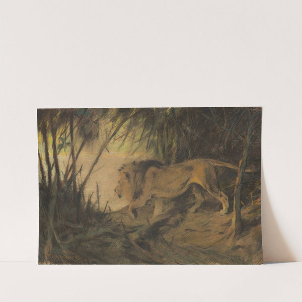 Löwe, zum Flusse ziehend (1917) by Wilhelm Kuhnert